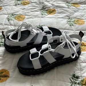 Dr. Martens White Lace Up Platform Sandals - 8